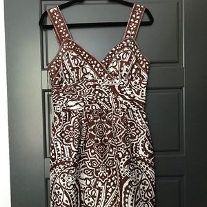 Silk Chocolate Brown and White Cocktail Dress